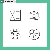 4 Creative Icons Modern Signs and Symbols of accessories book wallet graduation pin Editable Vector Design Elements