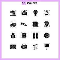 Modern Set of 16 Solid Glyphs and symbols such as truck city cooler women day Editable Vector Design Elements