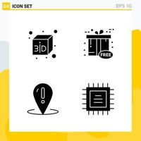 colección de 4 iconos sólidos universales conjunto de iconos para web y móvil fondo de vector de icono negro creativo