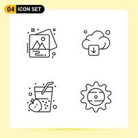 4 Creative Icons for Modern website design and responsive mobile apps 4 Outline Symbols Signs on White Background 4 Icon Pack Creative Black Icon vector background