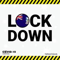 Coronavirus Falkland Islands Lock DOwn Typography with country flag Coronavirus pandemic Lock Down Design vector