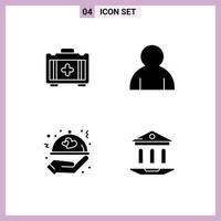 Set of 4 Modern UI Icons Symbols Signs for medical wedding human food school Editable Vector Design Elements