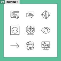 9 Universal Outline Signs Symbols of business administration modern social media electronic procrastination Editable Vector Design Elements