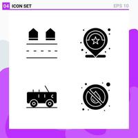 Set of 4 icons in solid style Creative Glyph Symbols for Website Design and Mobile Apps Simple Solid Icon Sign Isolated on White Background 4 Icons Creative Black Icon vector background