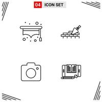 4 Icons Line Style Grid Based Creative Outline Symbols for Website Design Simple Line Icon Signs Isolated on White Background 4 Icon Set Creative Black Icon vector background