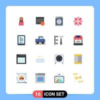 conjunto de 16 iconos modernos de la interfaz de usuario signos de símbolos para la tecnología de lavado de eventos de flores de pascua paquete editable de elementos de diseño de vectores creativos