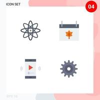 4 Creative Icons Modern Signs and Symbols of atom multimedia autumn thanksgiving video player app Editable Vector Design Elements