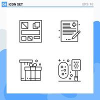 Modern 4 Line style icons Outline Symbols for general use Creative Line Icon Sign Isolated on White Background 4 Icons Pack Creative Black Icon vector background