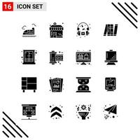 conjunto perfecto de píxeles de 16 iconos sólidos conjunto de iconos de glifos para el diseño de sitios web y la interfaz de aplicaciones móviles fondo de vector de icono negro creativo