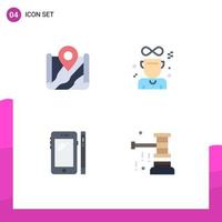 Set of 4 Modern UI Icons Symbols Signs for map phone google cup mobile Editable Vector Design Elements