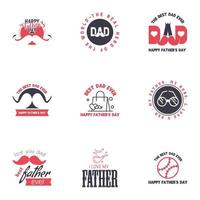 9 Black and Pink Happy Fathers Day Design Collection A set of twelve brown colored vintage style Fathers Day Designs on light background Editable Vector Design Elements