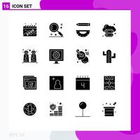 Pictogram Set of 16 Simple Solid Glyphs of internet hosting ui cloud development Editable Vector Design Elements