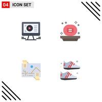 Group of 4 Flat Icons Signs and Symbols for monitor distribution design shower image Editable Vector Design Elements