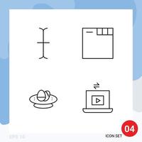 4 Thematic Vector Filledline Flat Colors and Editable Symbols of cursor nest tabs celebration video Editable Vector Design Elements