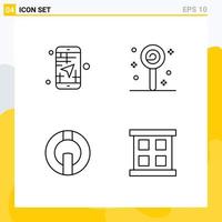 Modern Set of 4 Filledline Flat Colors Pictograph of mobile io coin direction halloween crypto Editable Vector Design Elements