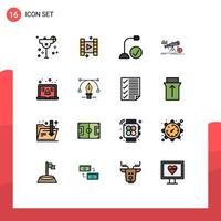 Set of 16 Modern UI Icons Symbols Signs for laptop market connected forecast analytics Editable Creative Vector Design Elements