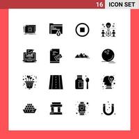 Mobile Interface Solid Glyph Set of 16 Pictograms of analytics solution safe folder idea team Editable Vector Design Elements