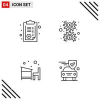 Pixle Perfect Set of 4 Line Icons Outline Icon Set for Webite Designing and Mobile Applications Interface Creative Black Icon vector background