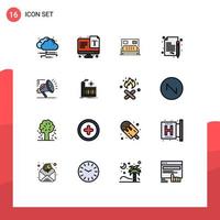 Universal Icon Symbols Group of 16 Modern Flat Color Filled Lines of atoumation document hotel contract sign Editable Creative Vector Design Elements