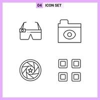 4 Icons in Line Style Outline Symbols on White Background Creative Vector Signs for Web mobile and Print Creative Black Icon vector background