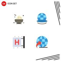 4 Thematic Vector Flat Icons and Editable Symbols of bowl fitness earth world health Editable Vector Design Elements