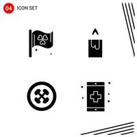 Collection of 4 Vector Icons in solid style Pixle Perfect Glyph Symbols for Web and Mobile Solid Icon Signs on White Background 4 Icons Creative Black Icon vector background