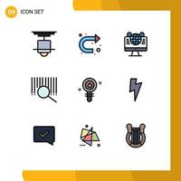 9 User Interface Filledline Flat Color Pack of modern Signs and Symbols of biochemistry product right barcode social media Editable Vector Design Elements