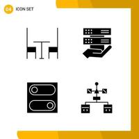 4 Icon Set Solid Style Icon Pack Glyph Symbols isolated on White Backgound for Responsive Website Designing Creative Black Icon vector background