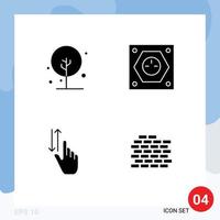 4 Thematic Vector Solid Glyphs and Editable Symbols of farming finger nature plug hand Editable Vector Design Elements