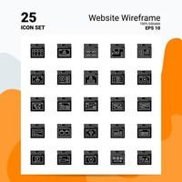 25 Website Wireframe Icon Set 100 Editable EPS 10 Files Business Logo Concept Ideas Solid Glyph icon design vector