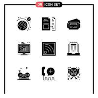 Modern Set of 9 Solid Glyphs and symbols such as signal management train growth coins Editable Vector Design Elements