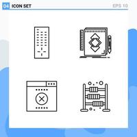 Modern 4 Line style icons Outline Symbols for general use Creative Line Icon Sign Isolated on White Background 4 Icons Pack Creative Black Icon vector background