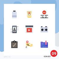 conjunto de 9 iconos de interfaz de usuario modernos símbolos signos para contenido móvil conflicto enrutador internet elementos de diseño vectorial editables vector