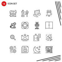 Collection of 16 Vector Icons in Line style Pixle Perfect Outline Symbols for Web and Mobile Line Icon Signs on White Background 16 Icons Creative Black Icon vector background