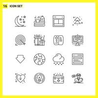 16 Icon Set Simple Line Symbols Outline Sign on White Background for Website Design Mobile Applications and Print Media Creative Black Icon vector background