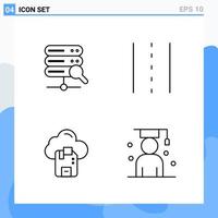 Modern 4 Line style icons Outline Symbols for general use Creative Line Icon Sign Isolated on White Background 4 Icons Pack Creative Black Icon vector background