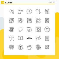 25 Creative Icons Modern Signs and Symbols of invitation graph outline dollar upside Editable Vector Design Elements