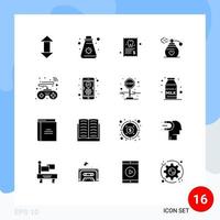 Set of 16 Modern UI Icons Symbols Signs for smart controls dentist gift perfume Editable Vector Design Elements