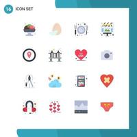 16 iconos creativos signos y símbolos modernos de ubicación al aire libre comer cartelera anuncio paquete editable de elementos de diseño de vectores creativos