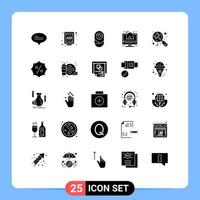 25 Thematic Vector Solid Glyphs and Editable Symbols of price judge house hammer search Editable Vector Design Elements