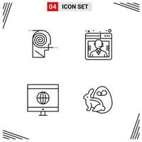 4 Icons Line Style Grid Based Creative Outline Symbols for Website Design Simple Line Icon Signs Isolated on White Background 4 Icon Set Creative Black Icon vector background