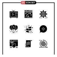 Set of 9 Solid Style Icons for web and mobile Glyph Symbols for print Solid Icon Signs Isolated on White Background 9 Icon Set Creative Black Icon vector background