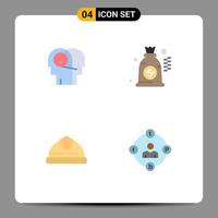 Modern Set of 4 Flat Icons and symbols such as better hard cap human money social media Editable Vector Design Elements