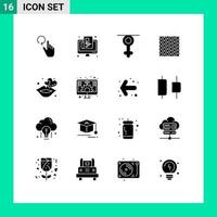 16 Universal Solid Glyphs Set for Web and Mobile Applications stripes slab screen floor human Editable Vector Design Elements