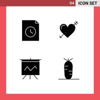 4 iconos creativos signos y símbolos modernos del gráfico del documento corazón amor zanahoria elementos de diseño vectorial editables vector