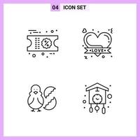 4 Icons in Line Style Outline Symbols on White Background Creative Vector Signs for Web mobile and Print Creative Black Icon vector background