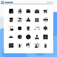 Modern Set of 25 Solid Glyphs and symbols such as case purse idea personal finance Editable Vector Design Elements