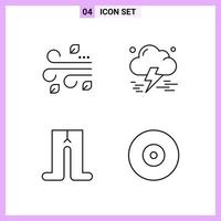 4 Icons in Line Style Outline Symbols on White Background Creative Vector Signs for Web mobile and Print Creative Black Icon vector background