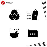 Collection of 4 Vector Icons in solid style Pixle Perfect Glyph Symbols for Web and Mobile Solid Icon Signs on White Background 4 Icons Creative Black Icon vector background