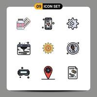 Stock Vector Icon Pack of 9 Line Signs and Symbols for gear web direction internet spin Editable Vector Design Elements